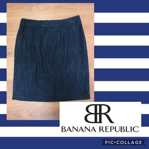 NWT Banana Republic Blue Black Tweed Skirt 12 New